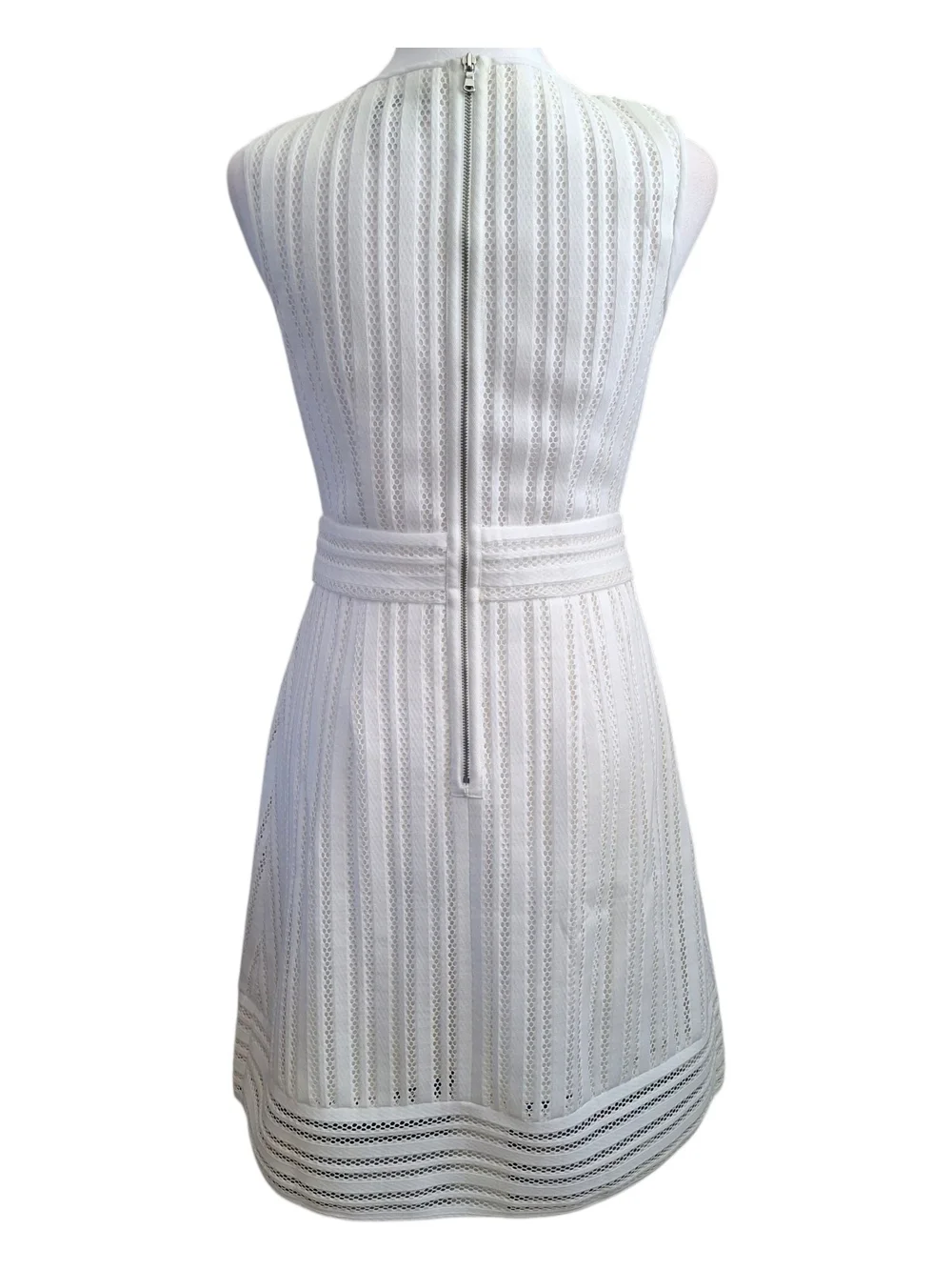 J Crew White Lace V-Neck Sleeveless Fit & Flare Dress - Size 2